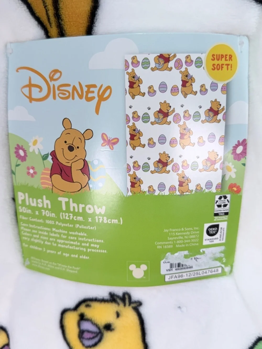 Disney Winnie The Pooh Plush Throw Blanket Easter Eggs Chick Print 50x70 Soft
